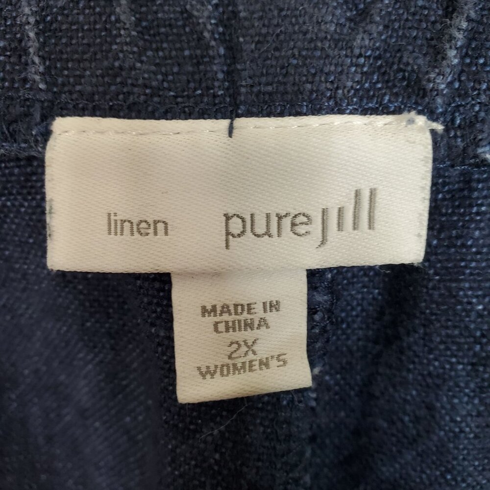 Pure Jill 2X Pants Linen Pull On Comfort Fit Elastic Waist Relaxed Style Pockets - Picture 3 of 10